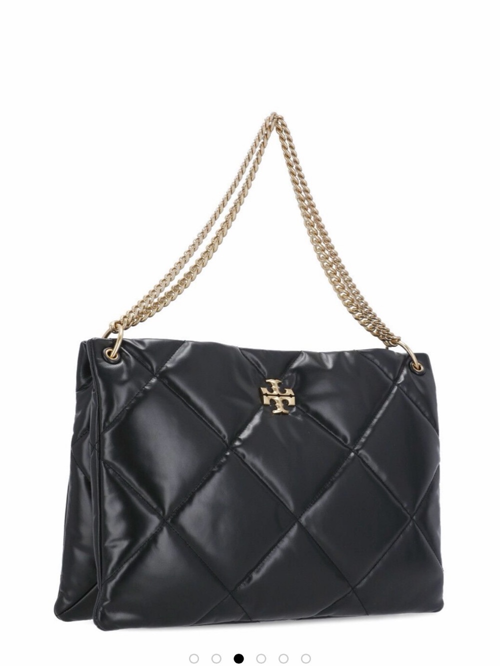 Tory Burch Black Quilted Shoulder Bag with Gold Chain